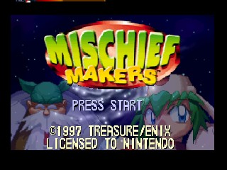 Mischief Makers title screen for Nintendo 64
